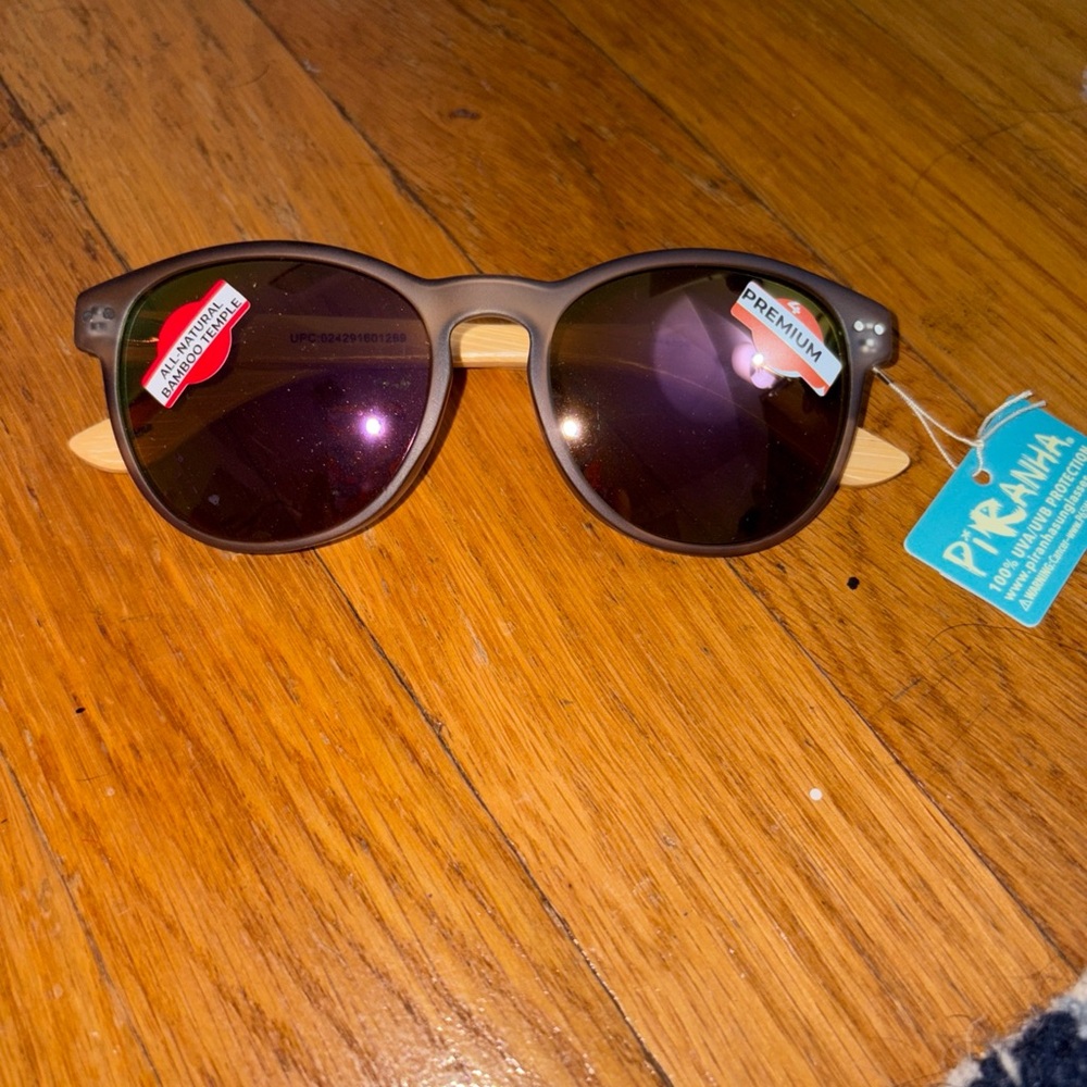 Piranha Stax Bamboo Temple Sunglasses for Women Crystal Frames and Gold 60128